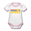 Detroit, Michigan Baby Bodysuit - Organic Retro Sun Detroit Baby Bodysuit - white/pink