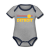Detroit, Michigan Baby Bodysuit - Organic Retro Sun Detroit Baby Bodysuit - heather gray/navy