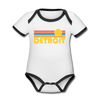 Detroit, Michigan Baby Bodysuit - Organic Retro Sun Detroit Baby Bodysuit - white/black