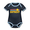 Detroit, Michigan Baby Bodysuit - Organic Retro Sun Detroit Baby Bodysuit - navy/sky