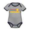 Chicago, Illinois Baby Bodysuit - Organic Retro Sun Chicago Baby Bodysuit - heather gray/navy