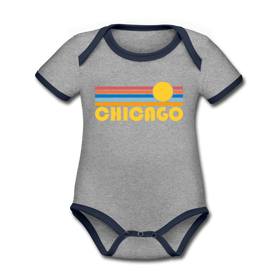 Chicago, Illinois Baby Bodysuit - Organic Retro Sun Chicago Baby Bodysuit