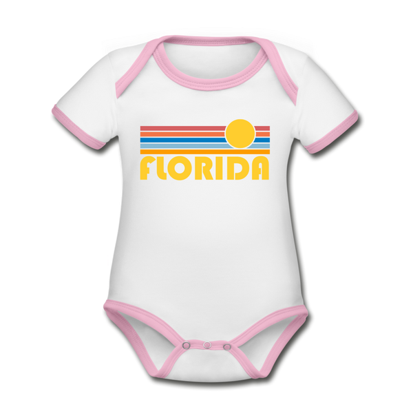 Florida Baby Bodysuit - Organic Retro Sun Florida Baby Bodysuit - white/pink