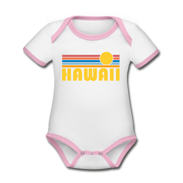 Hawaii Baby Bodysuit - Organic Retro Sun Hawaii Baby Bodysuit - white/pink