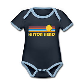Hilton Head, South Carolina Baby Bodysuit - Organic Retro Sun Hilton Head Baby Bodysuit