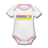 Florida Keys, Florida Baby Bodysuit - Organic Retro Sun Florida Keys Baby Bodysuit - white/pink