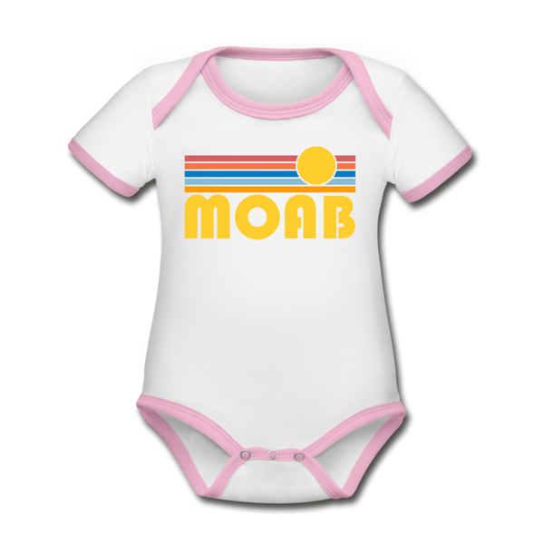 Moab, Utah Baby Bodysuit - Organic Retro Sun Moab Baby Bodysuit - white/pink