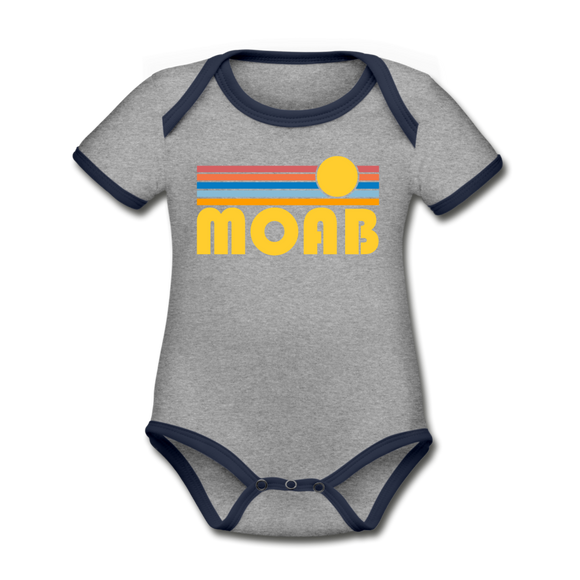 Moab, Utah Baby Bodysuit - Organic Retro Sun Moab Baby Bodysuit - heather gray/navy