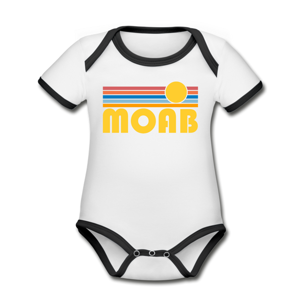 Moab, Utah Baby Bodysuit - Organic Retro Sun Moab Baby Bodysuit - white/black
