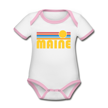 Maine Baby Bodysuit - Organic Retro Sun Maine Baby Bodysuit - white/pink