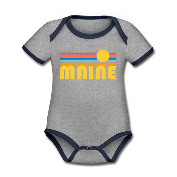 Maine Baby Bodysuit - Organic Retro Sun Maine Baby Bodysuit - heather gray/navy