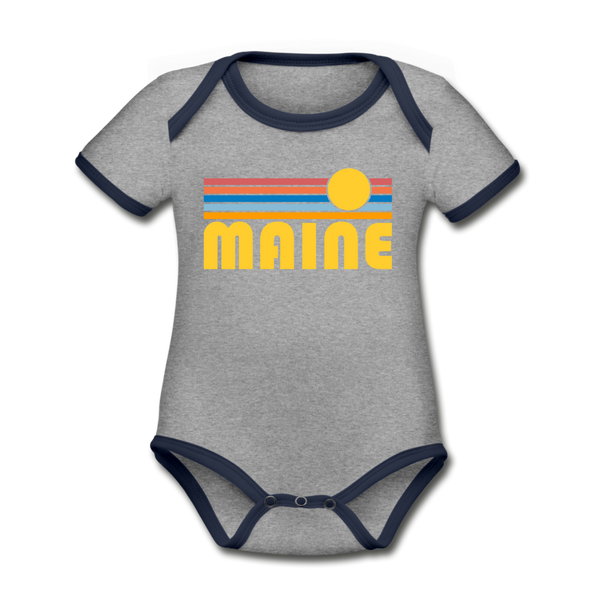 Maine Baby Bodysuit - Organic Retro Sun Maine Baby Bodysuit - heather gray/navy