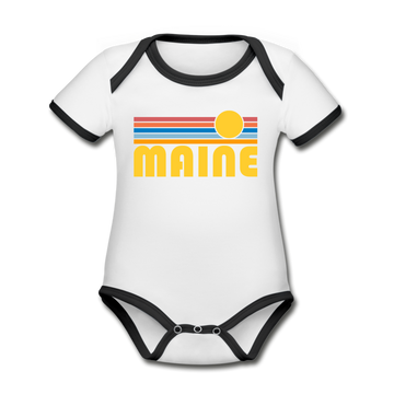 Maine Baby Bodysuit - Organic Retro Sun Maine Baby Bodysuit - white/black
