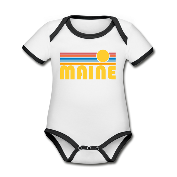 Maine Baby Bodysuit - Organic Retro Sun Maine Baby Bodysuit - white/black