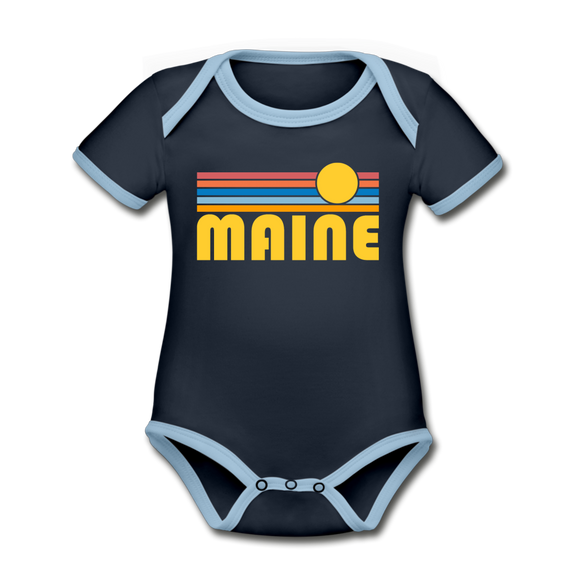 Maine Baby Bodysuit - Organic Retro Sun Maine Baby Bodysuit - navy/sky