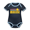 Maine Baby Bodysuit - Organic Retro Sun Maine Baby Bodysuit - navy/sky