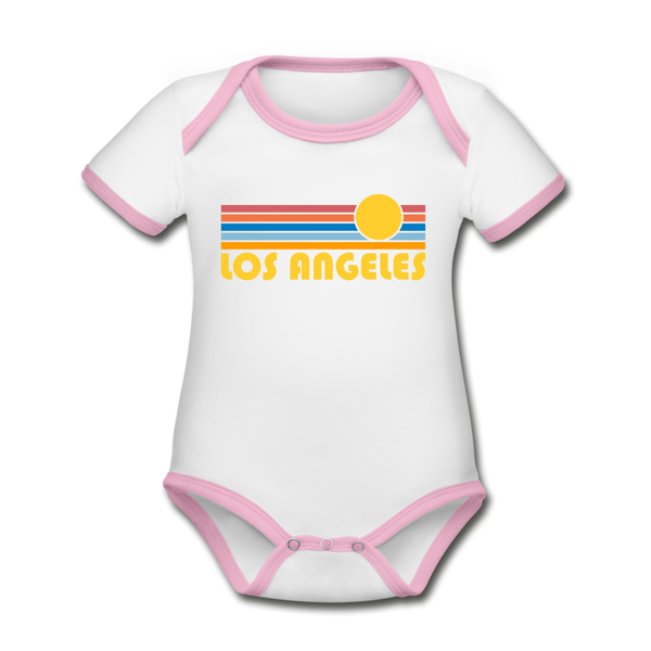 Los Angeles, California Baby Bodysuit - Organic Retro Sun Los Angeles Baby Bodysuit - white/pink