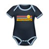 Massachusetts Baby Bodysuit - Organic Retro Sun Massachusetts Baby Bodysuit - navy/sky