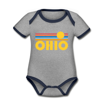 Ohio Baby Bodysuit - Organic Retro Sun Ohio Baby Bodysuit - heather gray/navy