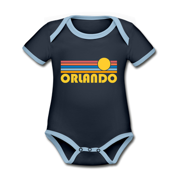 Orlando, Florida Baby Bodysuit - Organic Retro Sun Orlando Baby Bodysuit - navy/sky