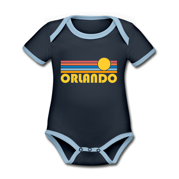 Orlando, Florida Baby Bodysuit - Organic Retro Sun Orlando Baby Bodysuit - navy/sky