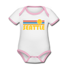 Seattle, Washington Baby Bodysuit - Organic Retro Sun Seattle Baby Bodysuit - white/pink