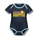 Seattle, Washington Baby Bodysuit - Organic Retro Sun Seattle Baby Bodysuit - navy/sky