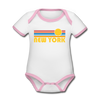 New York, New York Baby Bodysuit - Organic Retro Sun New York Baby Bodysuit - white/pink