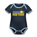 New York, New York Baby Bodysuit - Organic Retro Sun New York Baby Bodysuit - navy/sky