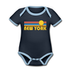 New York, New York Baby Bodysuit - Organic Retro Sun New York Baby Bodysuit - navy/sky