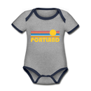 Portland, Oregon Baby Bodysuit - Organic Retro Sun Portland Baby Bodysuit - heather gray/navy
