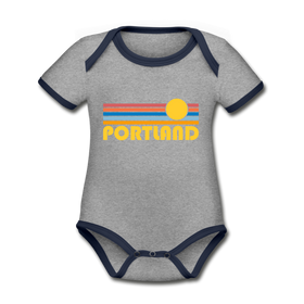 Portland, Oregon Baby Bodysuit - Organic Retro Sun Portland Baby Bodysuit