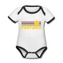 Portland, Oregon Baby Bodysuit - Organic Retro Sun Portland Baby Bodysuit - white/black