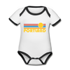 Portland, Oregon Baby Bodysuit - Organic Retro Sun Portland Baby Bodysuit
