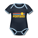 Portland, Oregon Baby Bodysuit - Organic Retro Sun Portland Baby Bodysuit - navy/sky