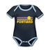 Portland, Oregon Baby Bodysuit - Organic Retro Sun Portland Baby Bodysuit - navy/sky