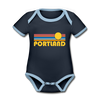 Portland, Oregon Baby Bodysuit - Organic Retro Sun Portland Baby Bodysuit