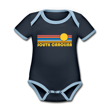 South Carolina Baby Bodysuit - Organic Retro Sun South Carolina Baby Bodysuit - navy/sky