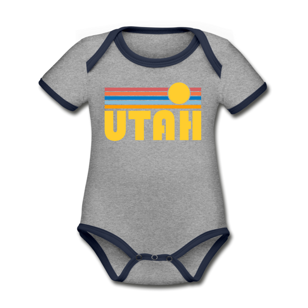 Utah Baby Bodysuit - Organic Retro Sun Utah Baby Bodysuit - heather gray/navy