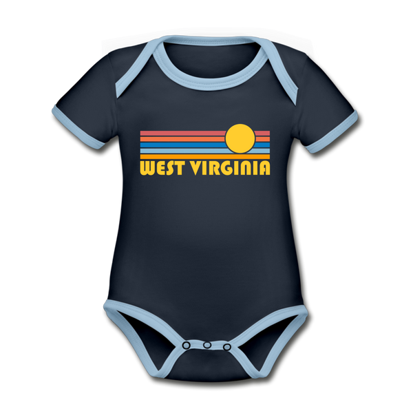 West Virginia Baby Bodysuit - Organic Retro Sun West Virginia Baby Bodysuit - navy/sky