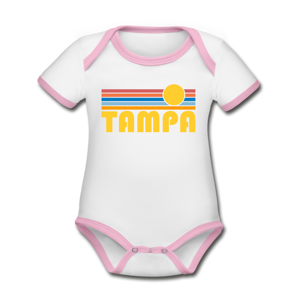 Tampa, Florida Baby Bodysuit - Organic Retro Sun Tampa Baby Bodysuit - white/pink