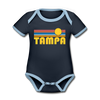 Tampa, Florida Baby Bodysuit - Organic Retro Sun Tampa Baby Bodysuit - navy/sky