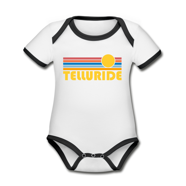 Telluride, Colorado Baby Bodysuit - Organic Retro Sun Telluride Baby Bodysuit - white/black