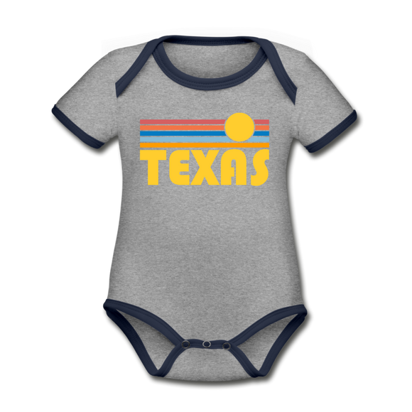 Texas Baby Bodysuit - Organic Retro Sun Texas Baby Bodysuit - heather gray/navy