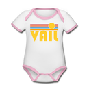 Vail, Colorado Baby Bodysuit - Organic Retro Sun Vail Baby Bodysuit - white/pink