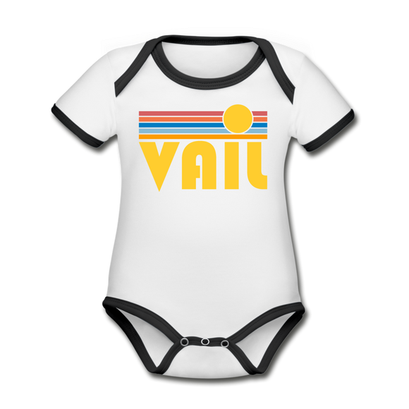 Vail, Colorado Baby Bodysuit - Organic Retro Sun Vail Baby Bodysuit - white/black