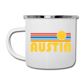 Austin, Texas Camp Mug - Retro Sun Austin Mug - white