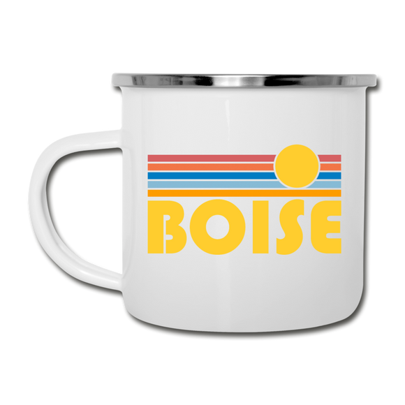 Boise, Idaho Camp Mug - Retro Sun Boise Mug - white