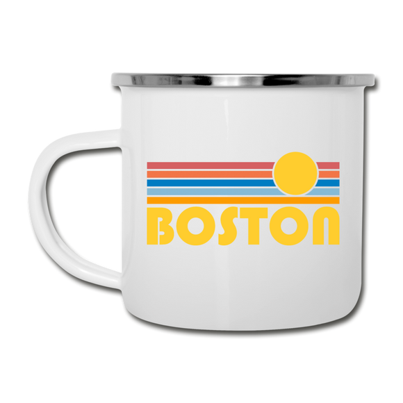 Boston, Massachusetts Camp Mug - Retro Sun Boston Mug - white