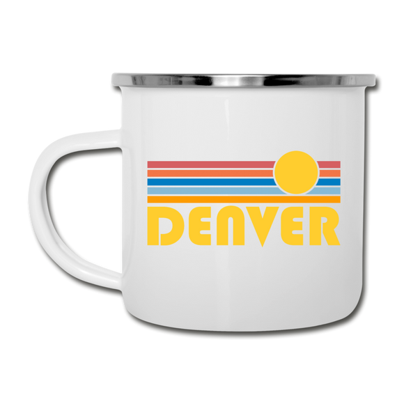Denver, Colorado Camp Mug - Retro Sun Denver Mug - white